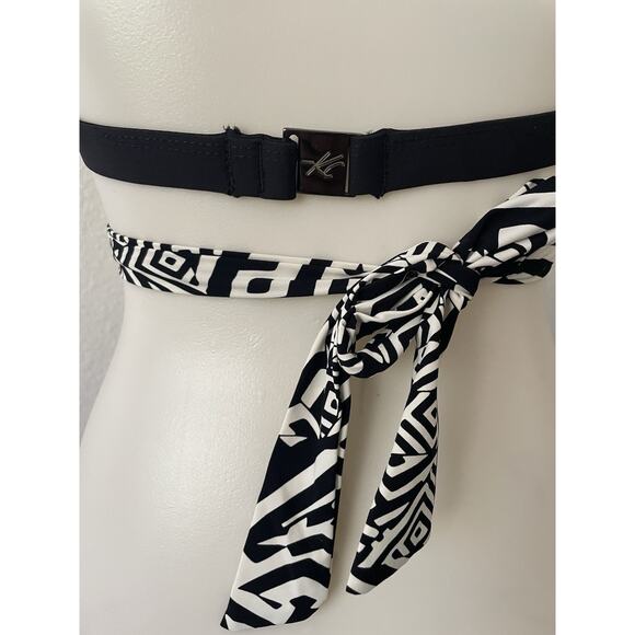 Kenneth Cole Swim Sz 36 B/C Bikini Halter Top Plunge Print Swimwear - Picture 6 of 8